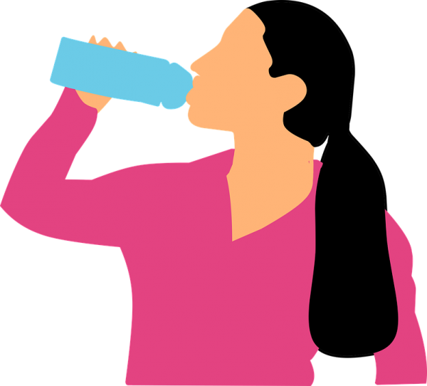 Woman drinking water illustration