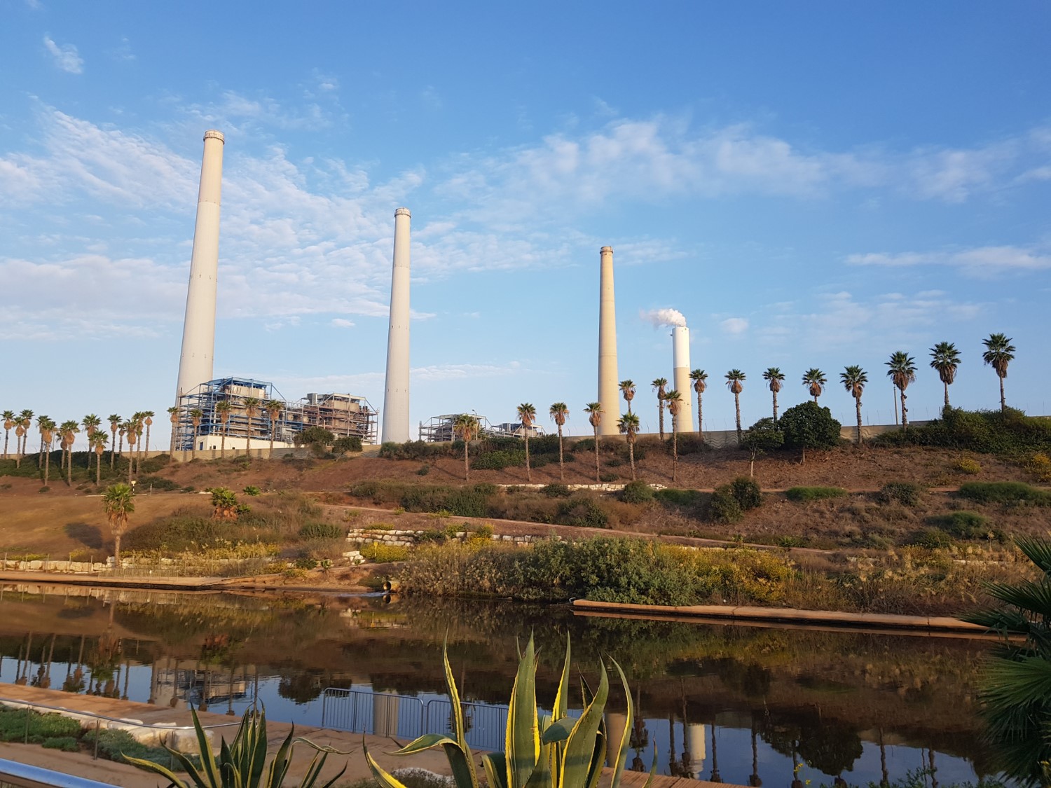 The Orot Rabin power station chimneys from the Israel National Trail
