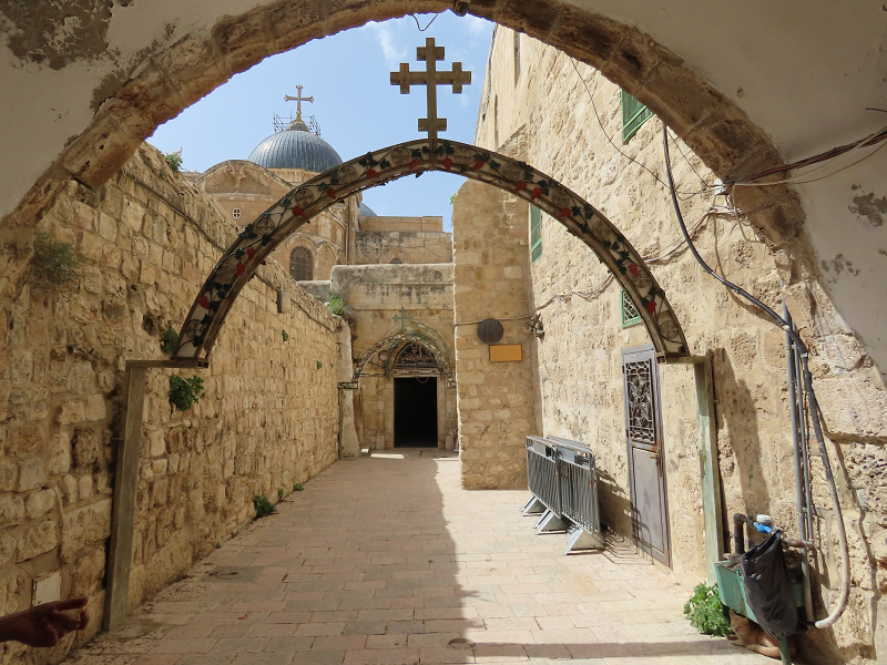 The ninth station on the roof of the Church of the Holy Sepulchre